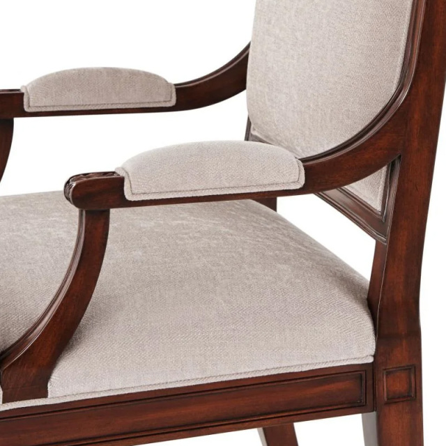 ,MY SHOP,Classic Solid Wood Dining Chair with Upholstered Seat and Armrests,foshan furniture factory,custom Furniture factory,china furniture factory