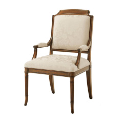 ,MY SHOP,Classic Solid Wood Dining Chair with Upholstered Seat and Armrests,foshan furniture factory,custom Furniture factory,china furniture factory