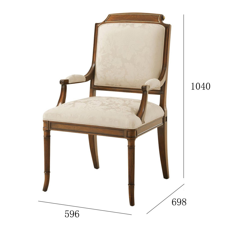 Classic Solid Wood Dining Chair with Upholstered Seat and Armrests,EKAR FURNITURE CO.,LTD,Classic Solid Wood Dining Chair with Upholstered Seat and Armrests,foshan furniture factory,custom Furniture factory,china furniture factory