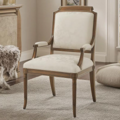 ,MY SHOP,Classic Solid Wood Dining Chair with Upholstered Seat and Armrests,foshan furniture factory,custom Furniture factory,china furniture factory