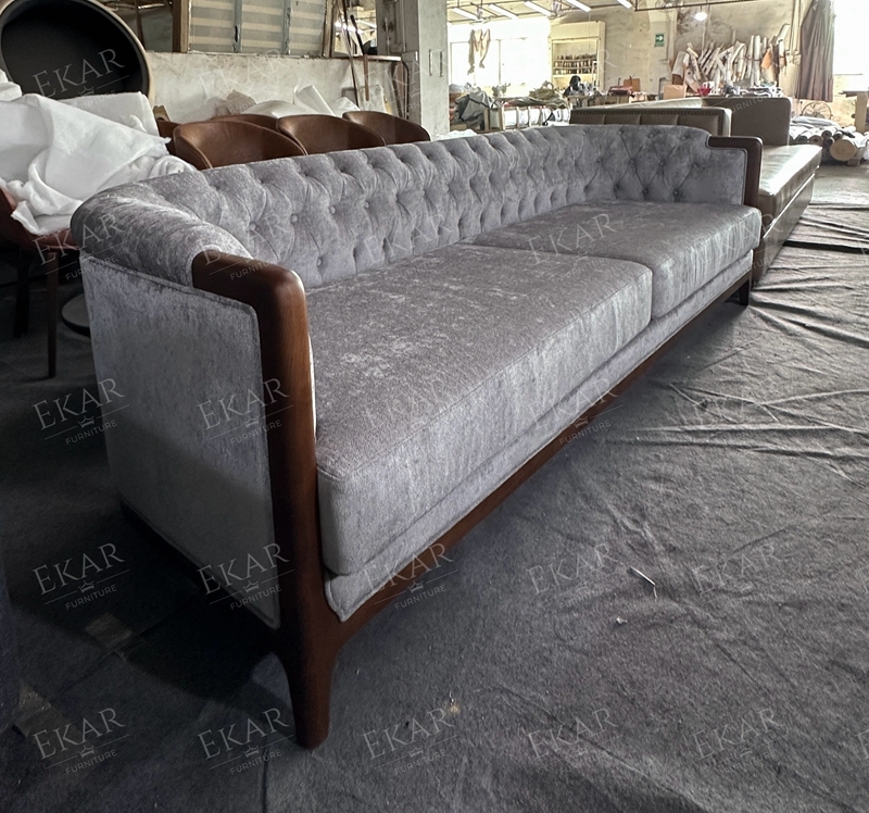 Classic Wooden Frame Velvet Sofa with Comfortable Cushions for Living Rooms,EKAR FURNITURE CO.,LTD,Classic Wooden Frame Velvet Sofa with Comfortable Cushions for Living Rooms,foshan furniture factory,custom Furniture factory,china furniture factory