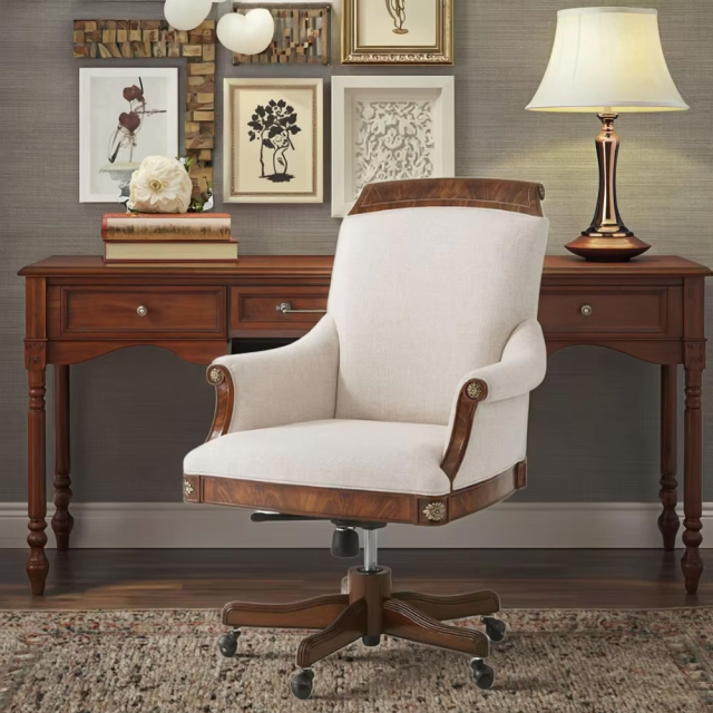 ,MY SHOP,Classic Swivel Office Chair with Wooden Frame and Upholstered Seat,foshan furniture factory,custom Furniture factory,china furniture factory