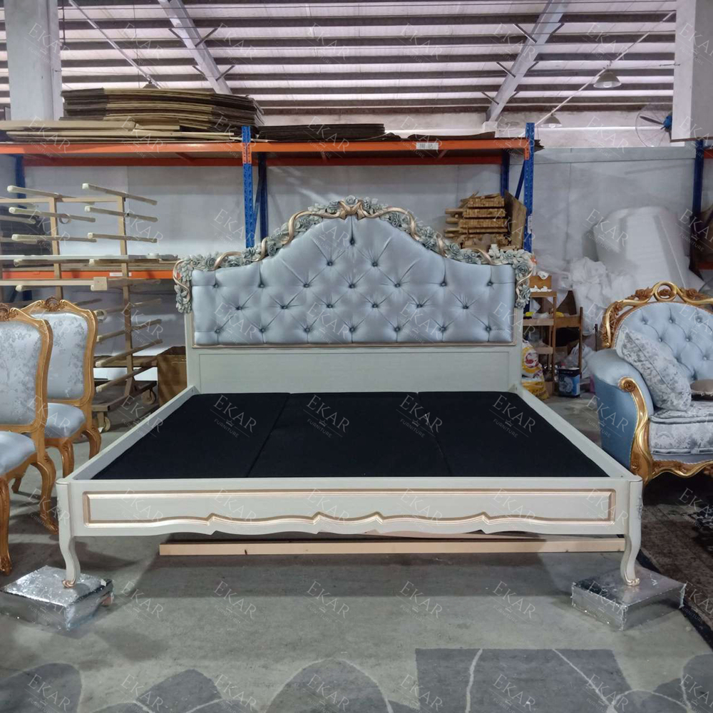 Elegant Rose Hand-Carved Fabric Upholstered Headboard Bed,EKAR FURNITURE CO.,LTD,Elegant Rose Hand-Carved Fabric Upholstered Headboard Bed - Ekar Furniture,foshan furniture factory,custom Furniture factory,china furniture factory