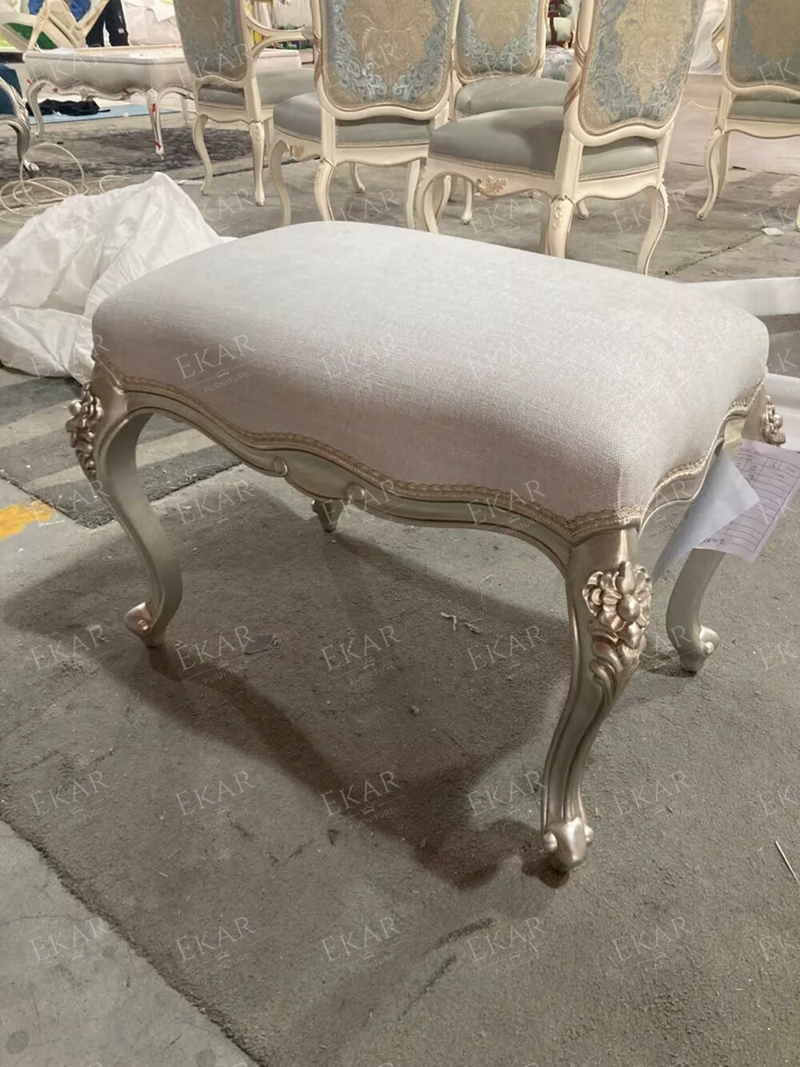 Bedroom Furniture Small Wooden Striped Vanity Stool/Vanity Seat/Bedroom Stool/Dressing Stool,EKAR FURNITURE CO.,LTD,,foshan furniture factory,custom Furniture factory,china furniture factory