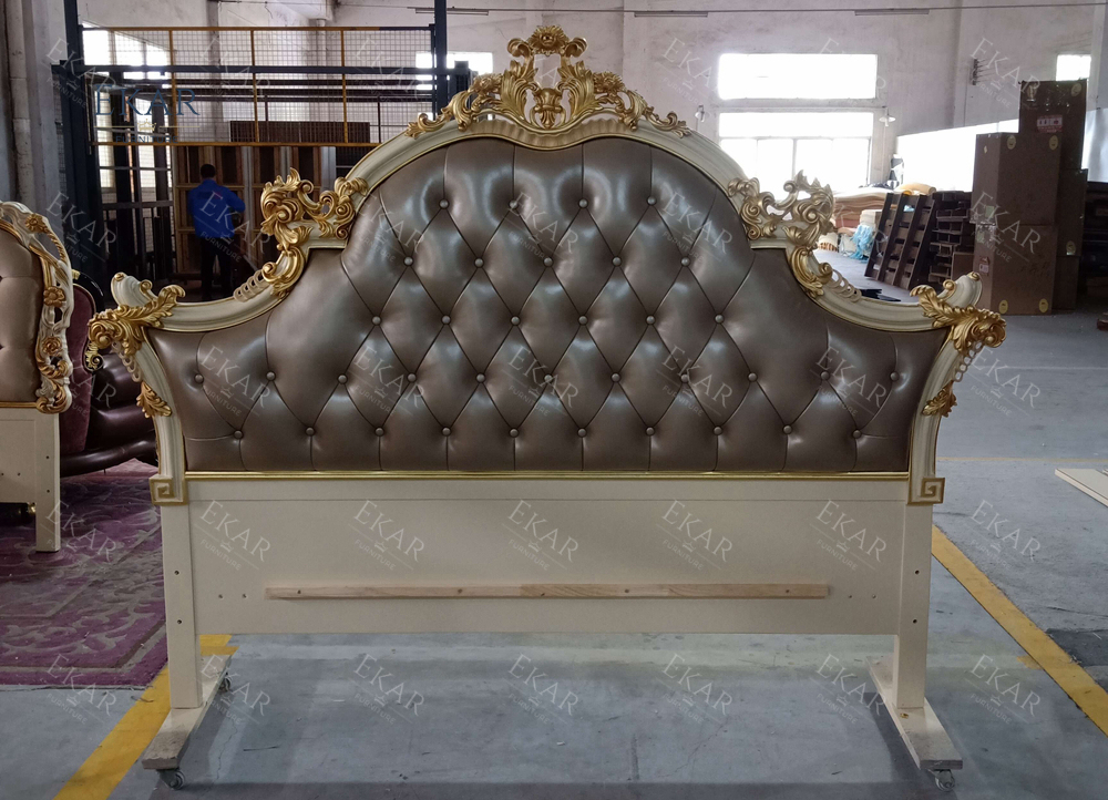 Luxury Brown Carved Leather Headboards Bed,EKAR FURNITURE CO.,LTD,Luxury Brown Carved Leather Headboards Bed  - Ekar Furniture,foshan furniture factory,custom Furniture factory,china furniture factory