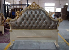 ,MY SHOP,Luxury Brown Carved Leather Headboards Bed  - Ekar Furniture,foshan furniture factory,custom Furniture factory,china furniture factory