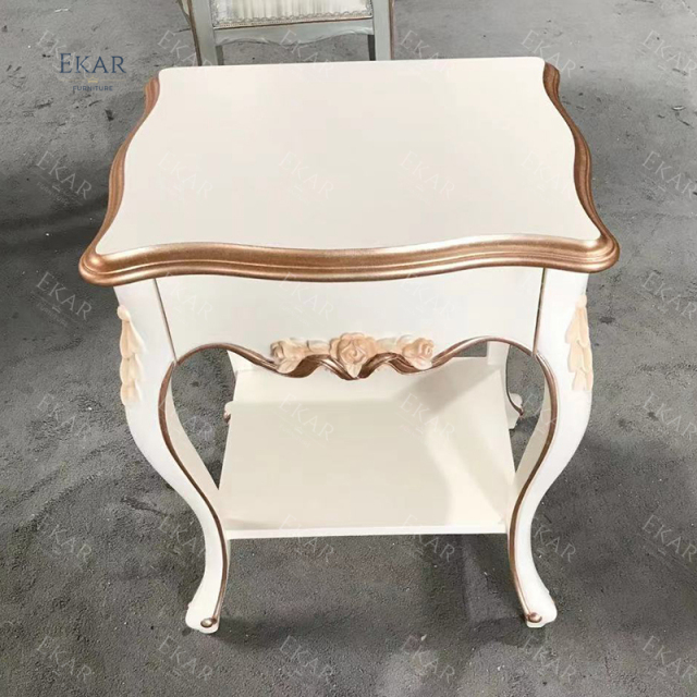 ,MY SHOP,Ivory White and Rose Golden Delicate Nightstand,foshan furniture factory,custom Furniture factory,china furniture factory