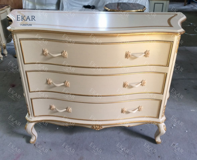 French-Style Wooden Chest of Drawers with Ivory White Finish,EKAR FURNITURE CO.,LTD,French-Style Wooden Chest of Drawers with Ivory White Finish,foshan furniture factory,custom Furniture factory,china furniture factory