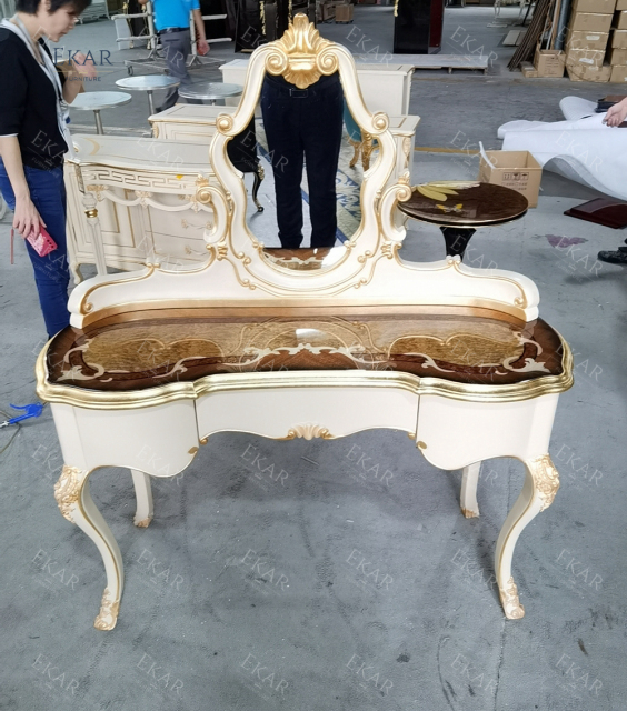 Veneered Ivory White Wooden Vanity Table/Dressing Table/Makeup Table,EKAR FURNITURE CO.,LTD,,foshan furniture factory,custom Furniture factory,china furniture factory
