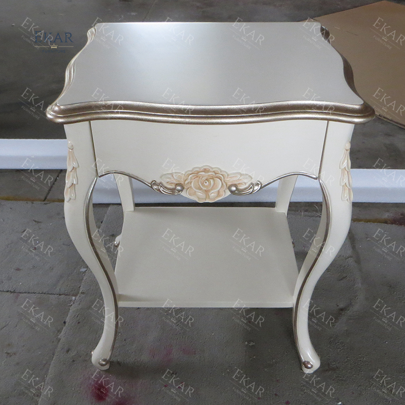 Ivory White and Rose Golden Delicate Nightstand,EKAR FURNITURE CO.,LTD,Ivory White and Rose Golden Delicate Nightstand,foshan furniture factory,custom Furniture factory,china furniture factory