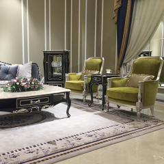 ,MY SHOP,French-Style Wooden Lounge Chair with Upholstered Fabric Seat and Carved Frame,foshan furniture factory,custom Furniture factory,china furniture factory