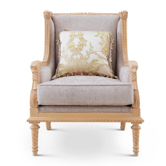 ,MY SHOP,French Style Wooden Lounge Chair with Upholstered Fabric Seat and Carved Frame,foshan furniture factory,custom Furniture factory,china furniture factory