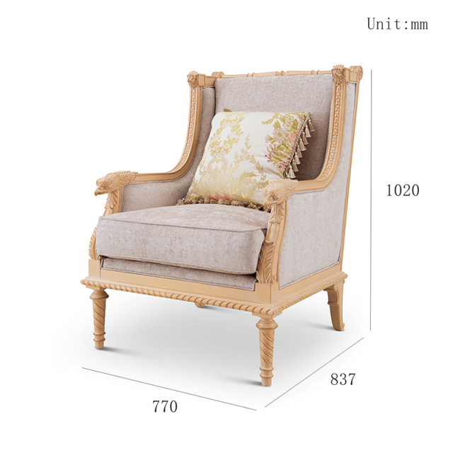 ,MY SHOP,French Style Wooden Lounge Chair with Upholstered Fabric Seat and Carved Frame,foshan furniture factory,custom Furniture factory,china furniture factory