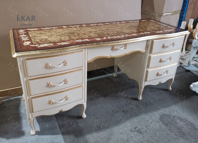 ,MY SHOP,French Style Solid Wood Desk with Drawers for Home Office or Study Room,foshan furniture factory,custom Furniture factory,china furniture factory