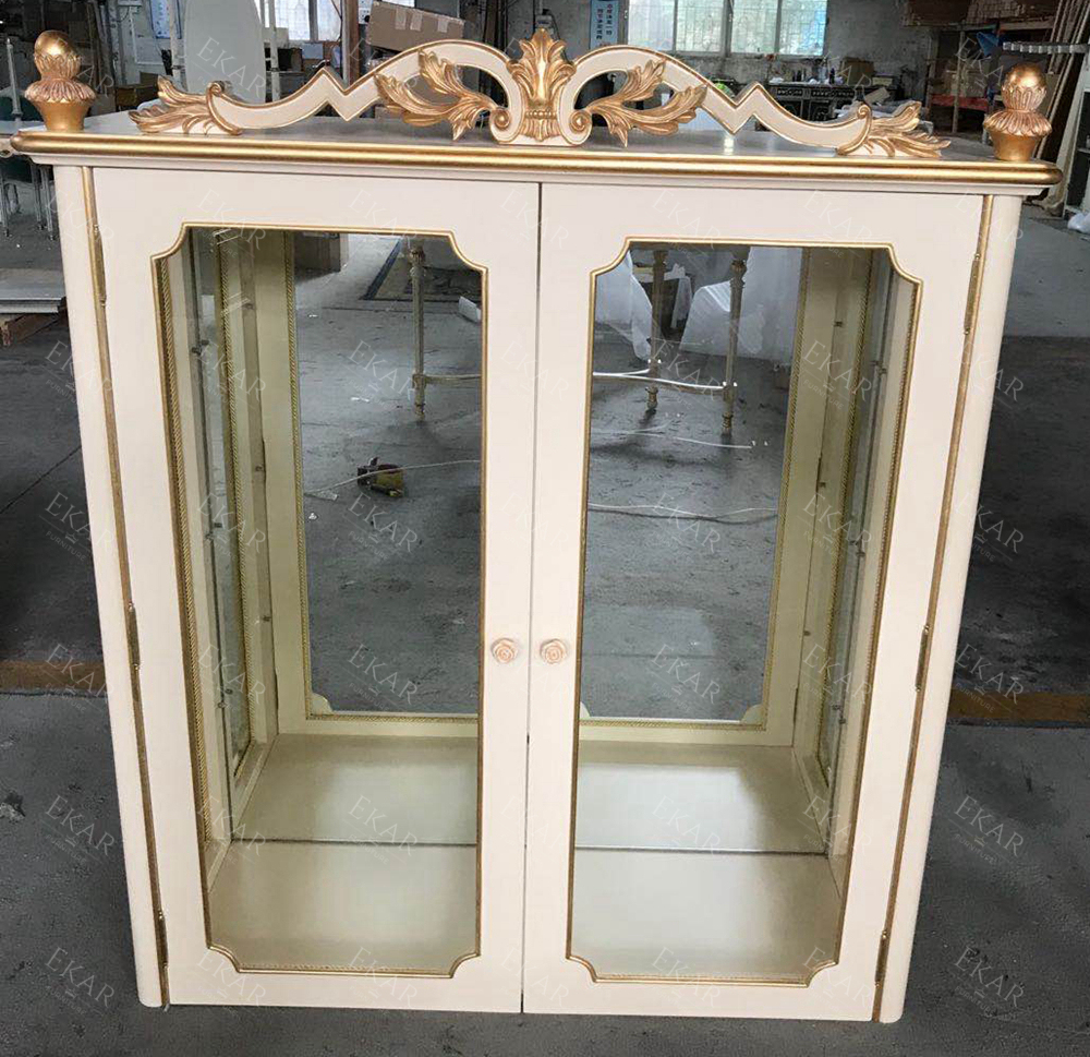 The Latest Luxury Style White and Golden Glass Cabinets with Carved Flowers,EKAR FURNITURE CO.,LTD,The Latest Luxury Style White and Golden Glass Cabinets with Carved Flowers,foshan furniture factory,custom Furniture factory,china furniture factory