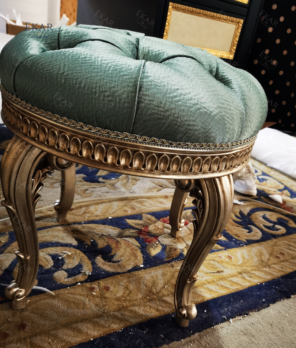 Wooden Carved Makeup Dresser Wooden Ottoman Dressing Stool,EKAR FURNITURE CO.,LTD,Wooden Carved Makeup Dresser Wooden Ottoman Dressing Stool,foshan furniture factory,custom Furniture factory,china furniture factory