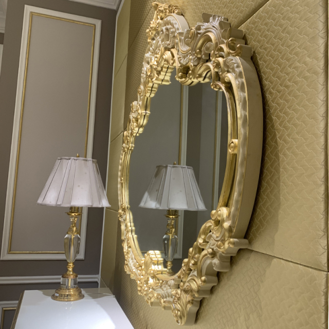 ,MY SHOP,French Classic Entryway Mirror with Carved Wood Frame for Living Room Decor,foshan furniture factory,custom Furniture factory,china furniture factory
