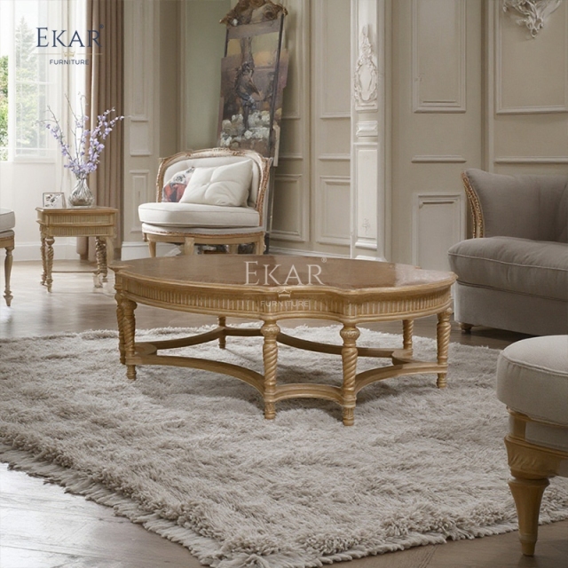 French Classic Carved Coffee Table with Solid Wood Base,EKAR FURNITURE CO.,LTD,French Classic Carved Coffee Table with Solid Wood Base,foshan furniture factory,custom Furniture factory,china furniture factory