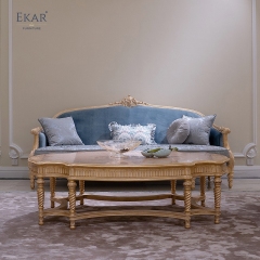 French classic leather cushion sofa with plush seat, solid wood carved frame,EKAR FURNITURE CO.,LTD,French classic leather cushion sofa with plush seat, solid wood carved frame,foshan furniture factory,custom Furniture factory,china furniture factory