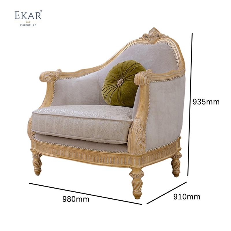 French Classic Solid Wood Sofa with Tufted Linen Upholstery,EKAR FURNITURE CO.,LTD,French Classic Solid Wood Sofa with Tufted Linen Upholstery,foshan furniture factory,custom Furniture factory,china furniture factory