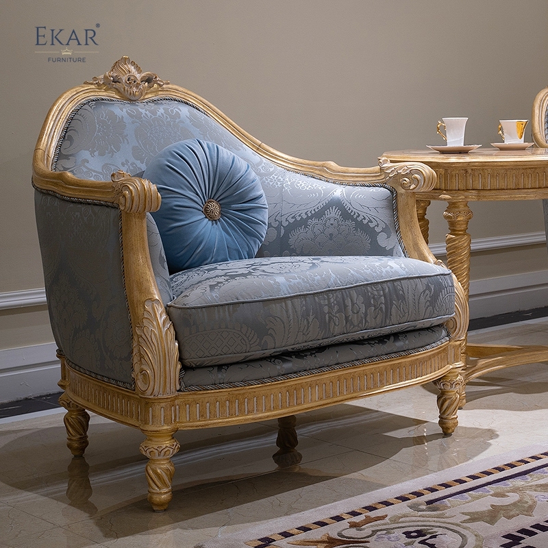 French Classic Solid Wood Sofa with Tufted Linen Upholstery,EKAR FURNITURE CO.,LTD,French Classic Solid Wood Sofa with Tufted Linen Upholstery,foshan furniture factory,custom Furniture factory,china furniture factory