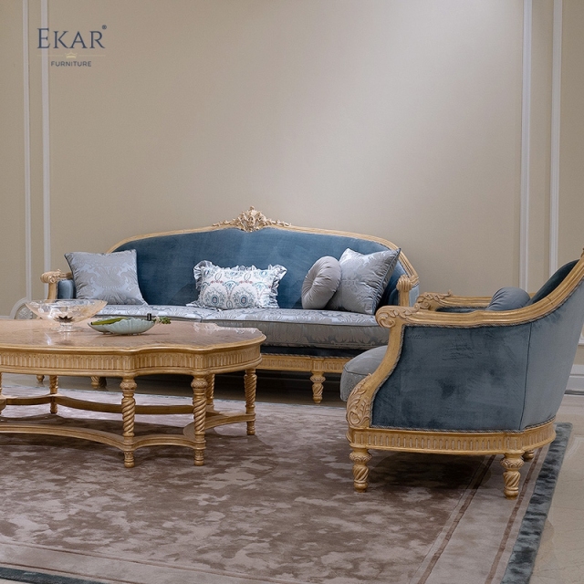 French classic leather cushion sofa with plush seat, solid wood carved frame,EKAR FURNITURE CO.,LTD,French classic leather cushion sofa with plush seat, solid wood carved frame,foshan furniture factory,custom Furniture factory,china furniture factory