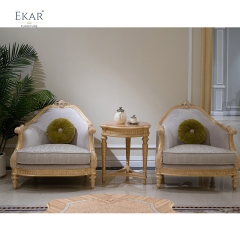 French Classic Solid Wood Sofa with Tufted Linen Upholstery,EKAR FURNITURE CO.,LTD,French Classic Solid Wood Sofa with Tufted Linen Upholstery,foshan furniture factory,custom Furniture factory,china furniture factory