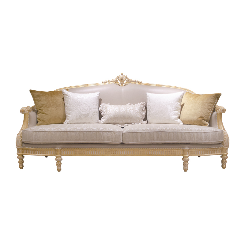 French classic leather cushion sofa with plush seat, solid wood carved frame,EKAR FURNITURE CO.,LTD,French classic leather cushion sofa with plush seat, solid wood carved frame,foshan furniture factory,custom Furniture factory,china furniture factory
