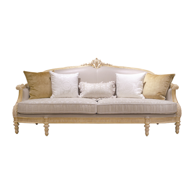 French classic leather cushion sofa with plush seat, solid wood carved frame,EKAR FURNITURE CO.,LTD,French classic leather cushion sofa with plush seat, solid wood carved frame,foshan furniture factory,custom Furniture factory,china furniture factory