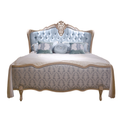 ,MY SHOP,Soild Wood Carved Luxury Upholstered King Size Bed - Ekar Furniture,foshan furniture factory,custom Furniture factory,china furniture factory