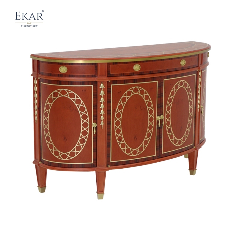 French Classic Corner Display Cabinet, Hand-Carved with Antique Brass Accents,EKAR FURNITURE CO.,LTD,,foshan furniture factory,custom Furniture factory,china furniture factory
