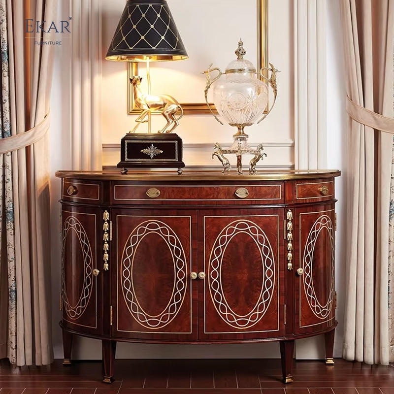 French Classic Corner Display Cabinet, Hand-Carved with Antique Brass Accents,EKAR FURNITURE CO.,LTD,,foshan furniture factory,custom Furniture factory,china furniture factory