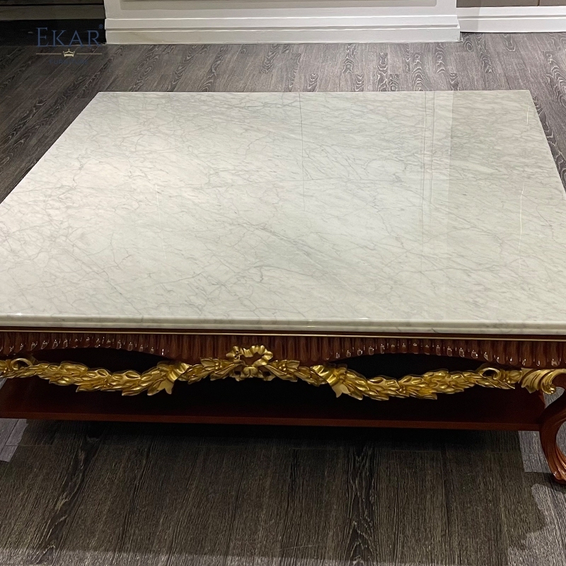 French Classic Marble Coffee Table - Carved Wood Base,EKAR FURNITURE CO.,LTD,,foshan furniture factory,custom Furniture factory,china furniture factory