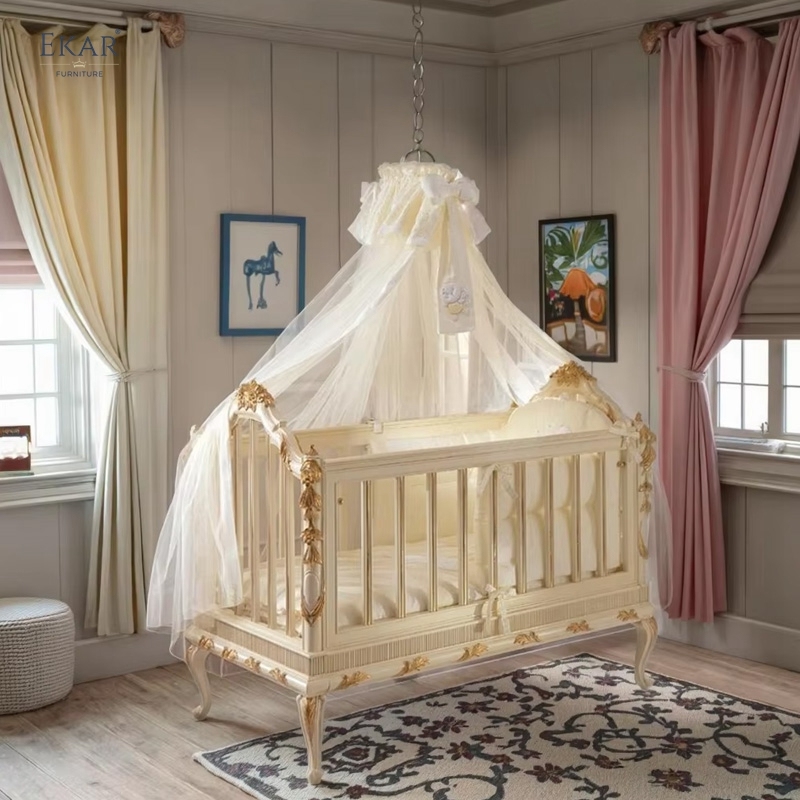 Honey Baby Bed with Honeycomb Guardrails - Luxury Convertible Toddler Crib for Hotels, Villas & Nurseries,EKAR FURNITURE CO.,LTD,,foshan furniture factory,custom Furniture factory,china furniture factory