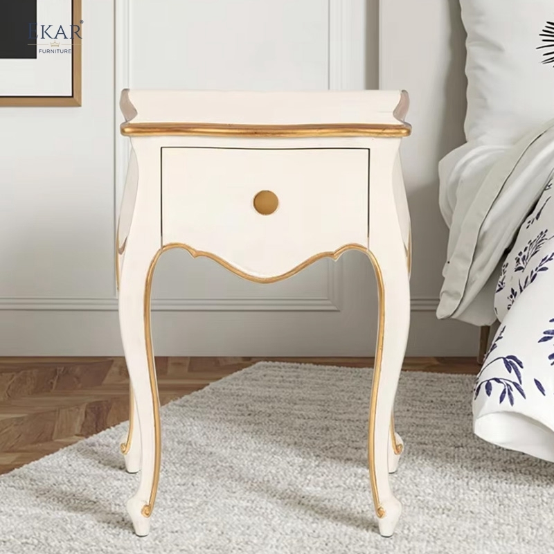 Classical Carved Wood Bedside Table for Kids - Hotel-Grade Nightstand with Safety Rounded Corners SY203,EKAR FURNITURE CO.,LTD,,foshan furniture factory,custom Furniture factory,china furniture factory