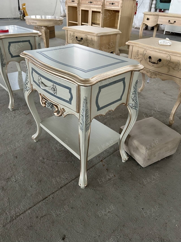 Antique Ivory White Elegant Nightstand,EKAR FURNITURE CO.,LTD,,foshan furniture factory,custom Furniture factory,china furniture factory