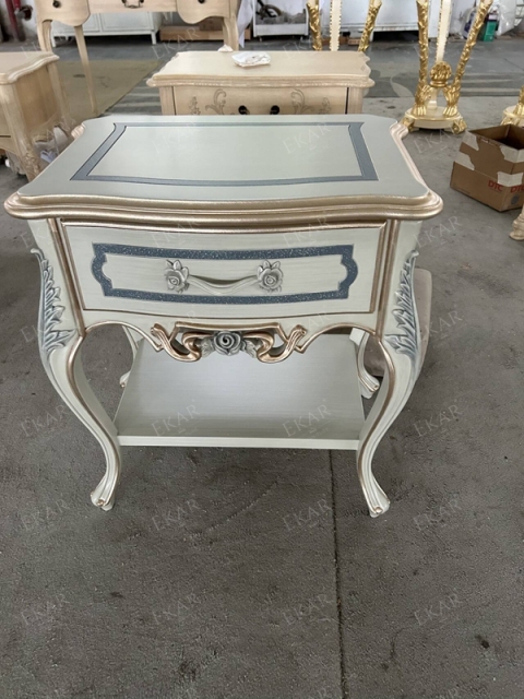 Antique Ivory White Elegant Nightstand,EKAR FURNITURE CO.,LTD,,foshan furniture factory,custom Furniture factory,china furniture factory