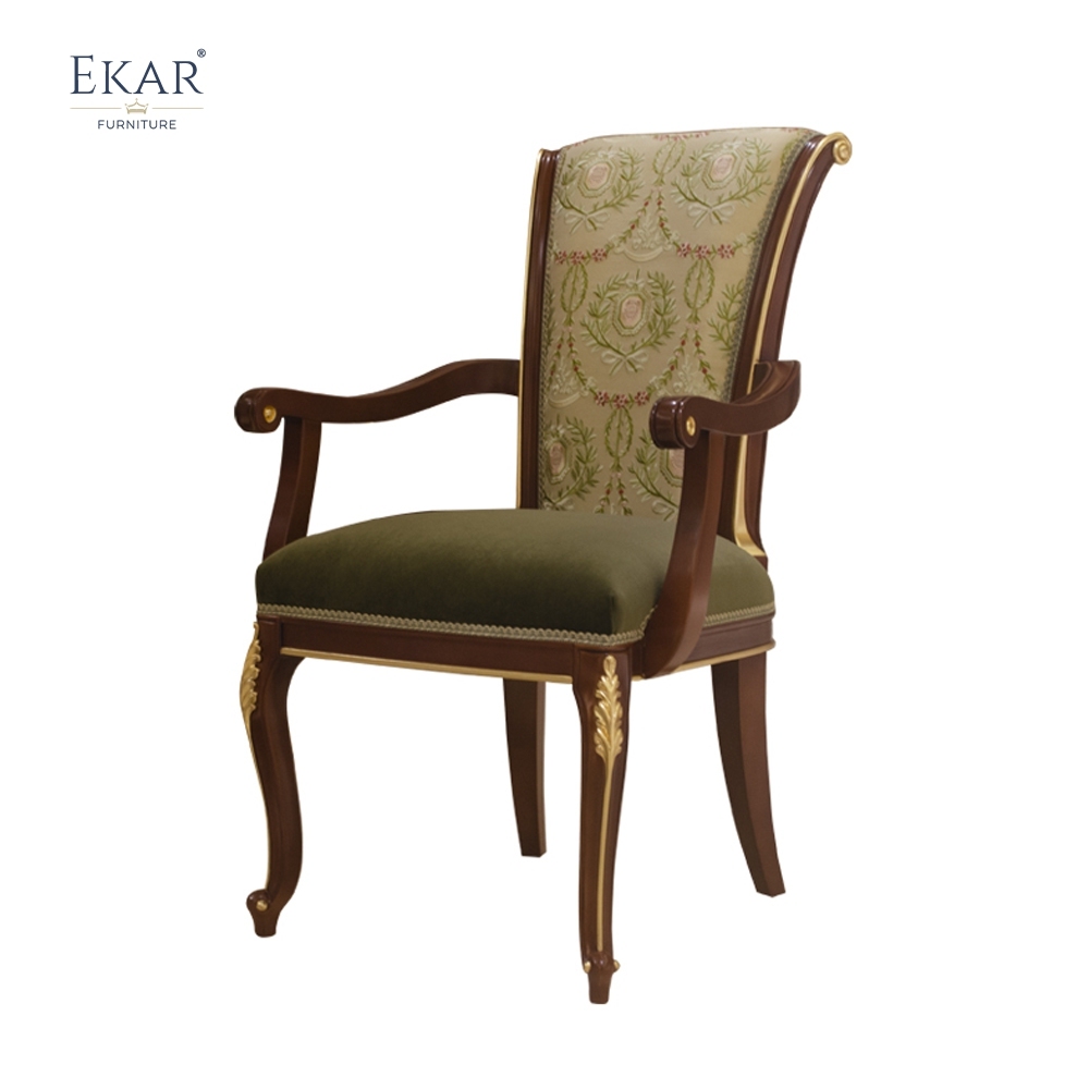 French Classical Solid Wood Dining Table with Patterned Fabric,EKAR FURNITURE CO.,LTD,,foshan furniture factory,custom Furniture factory,china furniture factory