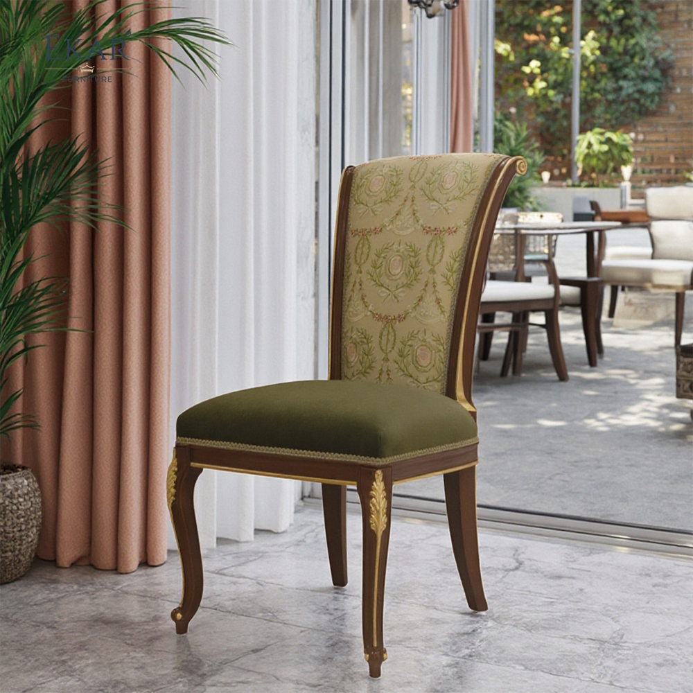 French Classical Solid Wood Dining Table with Patterned Fabric,EKAR FURNITURE CO.,LTD,,foshan furniture factory,custom Furniture factory,china furniture factory