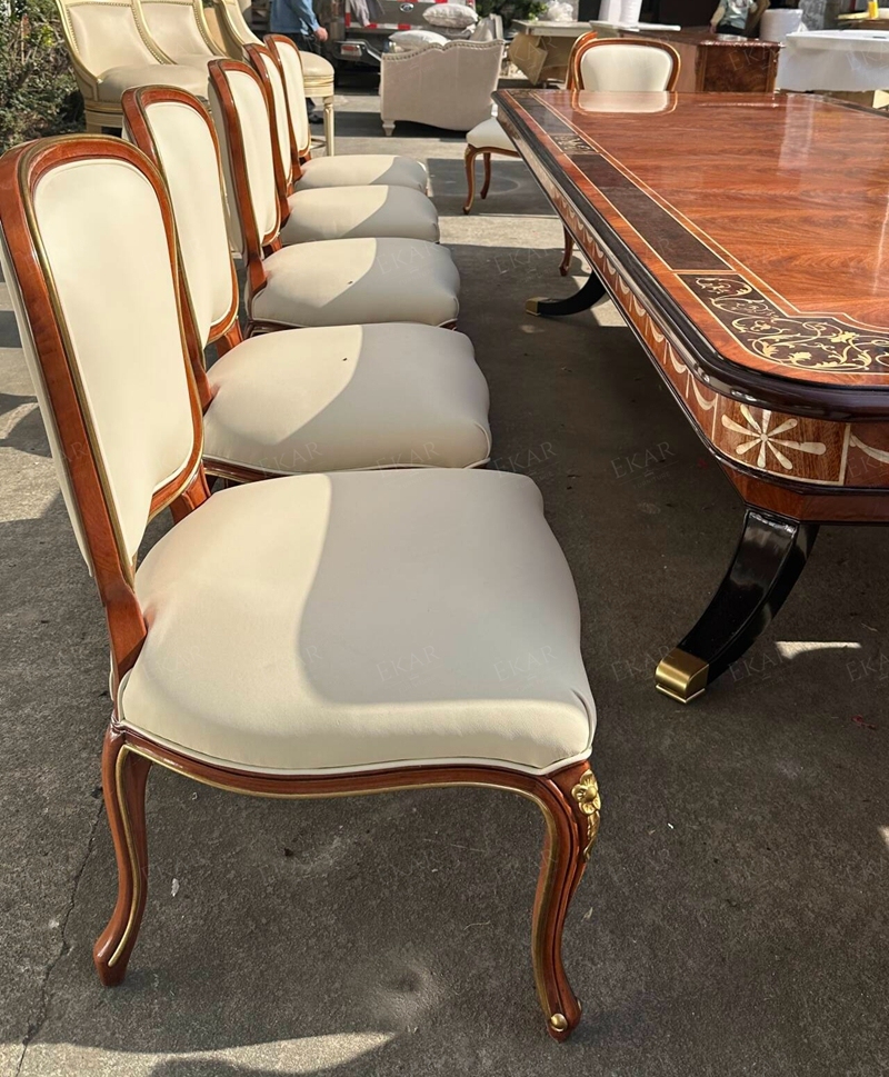 Classical Solid Wood Dining Chairs - Hand-Carved Hotel-Grade Seating for Villas & Fine Restaurants,EKAR FURNITURE CO.,LTD,,foshan furniture factory,custom Furniture factory,china furniture factory
