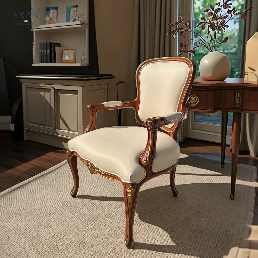 Classical Solid Wood Dining Chairs - Hand-Carved Hotel-Grade Seating for Villas & Fine Restaurants,EKAR FURNITURE CO.,LTD,,foshan furniture factory,custom Furniture factory,china furniture factory