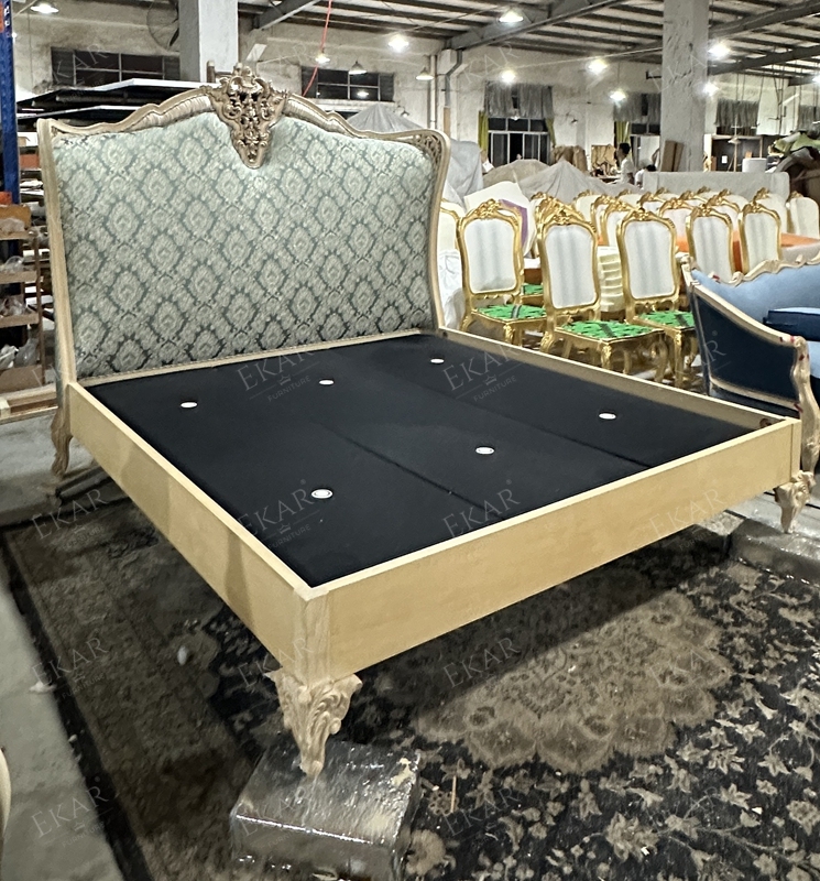 Soild Wood Carved Luxury Upholstered King Size Bed,EKAR FURNITURE CO.,LTD,Soild Wood Carved Luxury Upholstered King Size Bed - Ekar Furniture,foshan furniture factory,custom Furniture factory,china furniture factory