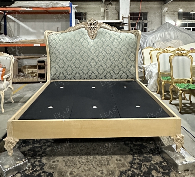 Soild Wood Carved Luxury Upholstered King Size Bed,EKAR FURNITURE CO.,LTD,Soild Wood Carved Luxury Upholstered King Size Bed - Ekar Furniture,foshan furniture factory,custom Furniture factory,china furniture factory