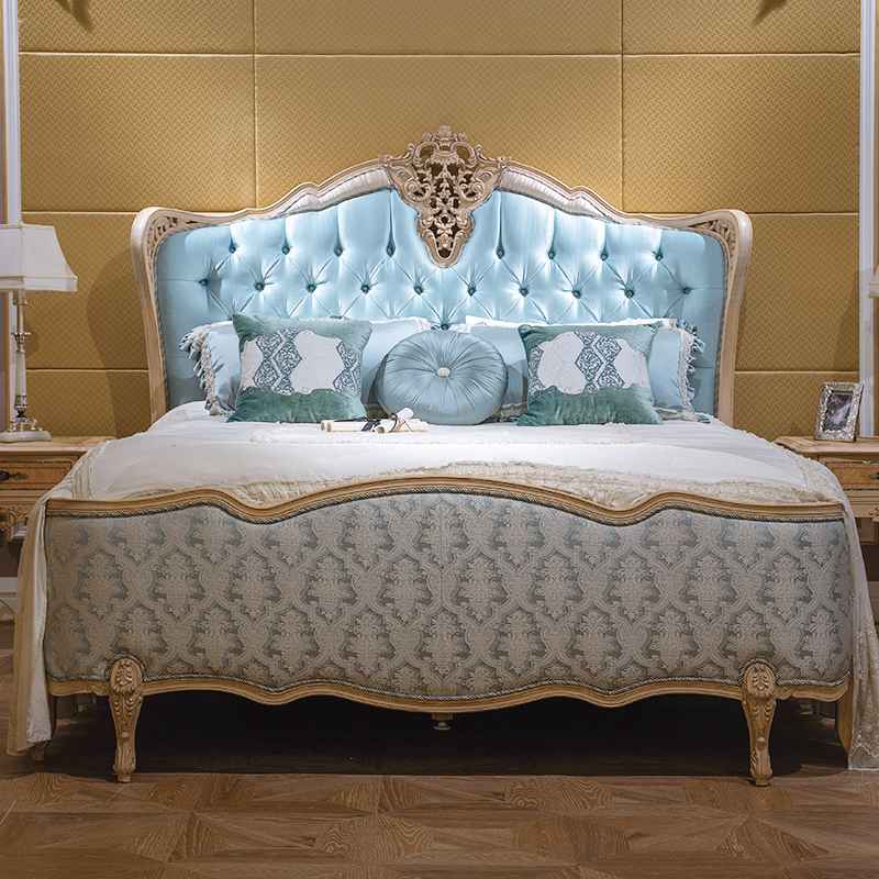 Soild Wood Carved Luxury Upholstered King Size Bed,EKAR FURNITURE CO.,LTD,Soild Wood Carved Luxury Upholstered King Size Bed - Ekar Furniture,foshan furniture factory,custom Furniture factory,china furniture factory