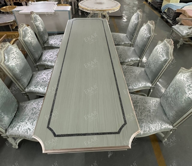 ,MY SHOP,Elegant French-style living room furniture long dining table,foshan furniture factory,custom Furniture factory,china furniture factory