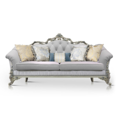 Wooden Carved Classic Leather And Fabric Grey Sofa Set,EKAR FURNITURE CO.,LTD,EKAR FURNITURE | Elegant Single Seater Sofa with Solid Wood Frame and Fabric Upholstery,foshan furniture factory,custom Furniture factory,china furniture factory