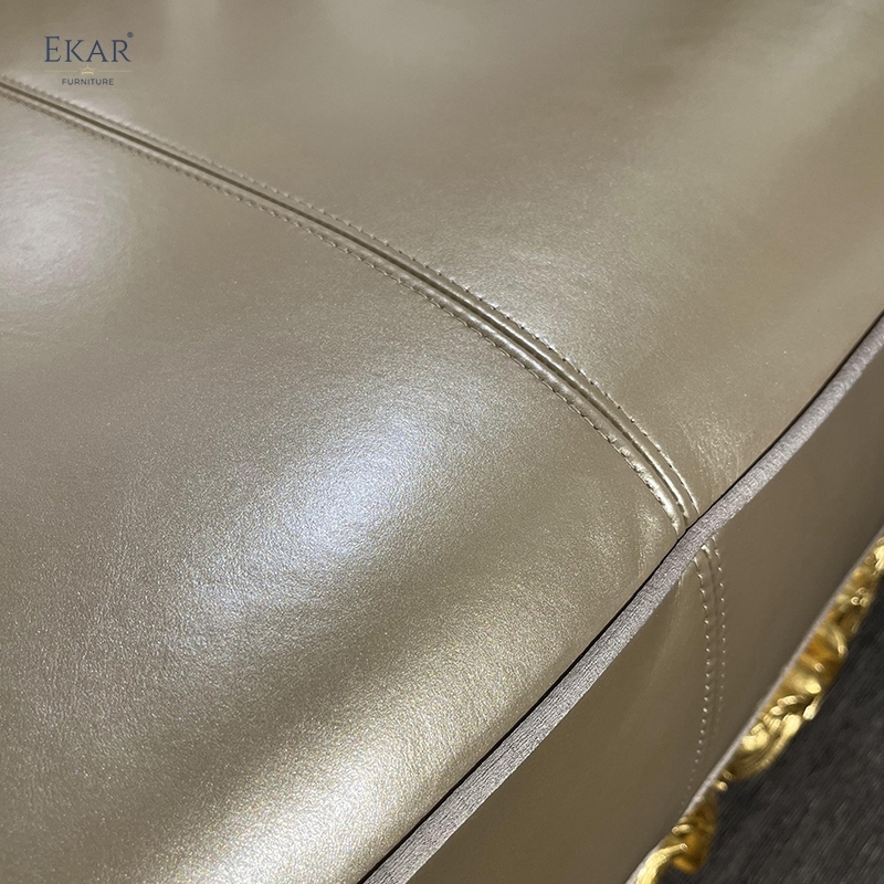 French Classic Leather Sofa with Carved Wood Frame, Antique Gold Finish,EKAR FURNITURE CO.,LTD,French Classic Leather Sofa with Carved Wood Frame, Antique Gold Finish,foshan furniture factory,custom Furniture factory,china furniture factory