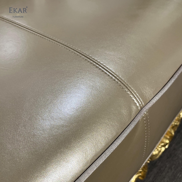 French Classic Leather Sofa with Carved Wood Frame, Antique Gold Finish,EKAR FURNITURE CO.,LTD,French Classic Leather Sofa with Carved Wood Frame, Antique Gold Finish,foshan furniture factory,custom Furniture factory,china furniture factory