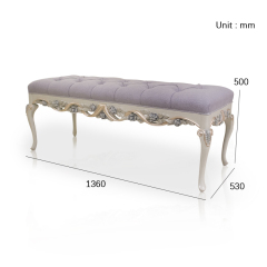 ,MY SHOP,French Luxury Style Grey Wooden and Fabric Long Bed Stool for Bedroom,foshan furniture factory,custom Furniture factory,china furniture factory