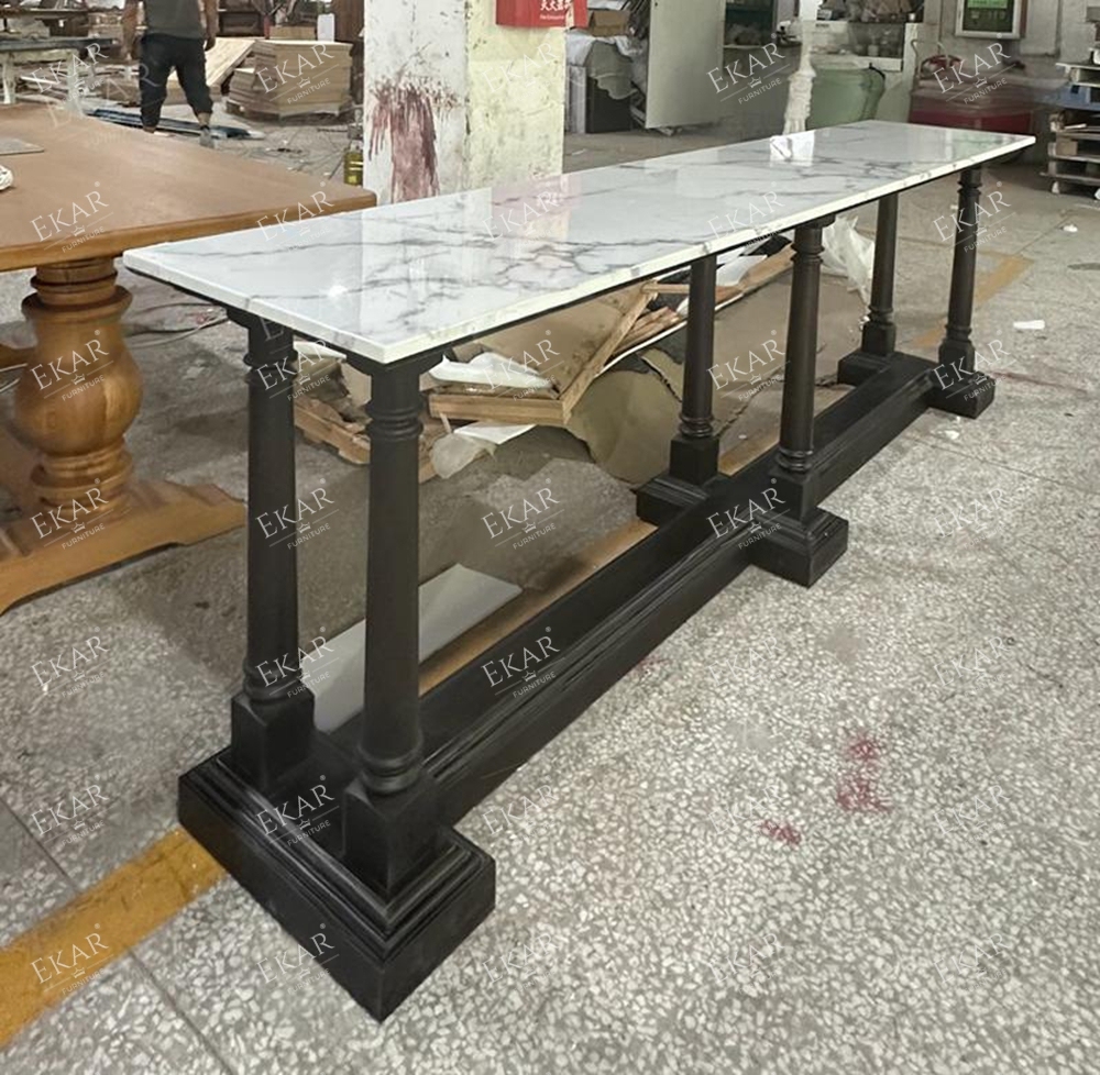 Console Table with Marble Top and Wooden Base for Entryways,EKAR FURNITURE CO.,LTD,Console Table with Marble Top and Wooden Base for Entryways,foshan furniture factory,custom Furniture factory,china furniture factory